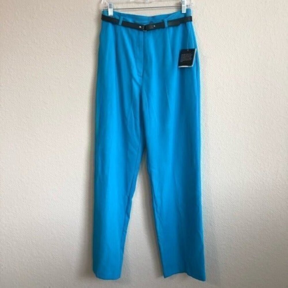 Sag Harbor Pants Blue Belt High Waist Retro NWT